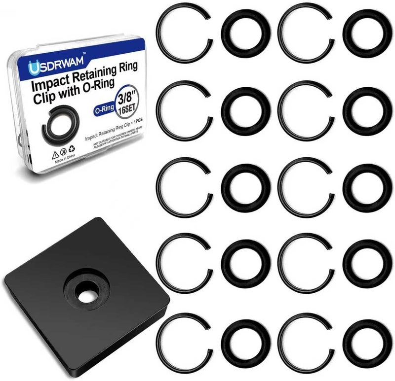 Usdrwam 16 Sets 3/8 Impact Friction Ring & O-Ring Kit, 3/8" Friction Ring Replacement Set for Milwaukee Electric or Pneumatic Impact Tools, with Retainer Ring Anvil Installation Tool - Image 1